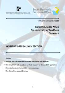 10th edition, DecemberBrussels Science News for University of Southern Denmark