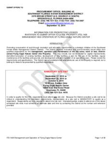 SUBMIT OFFERS TO:  PROCUREMENT OFFICE, BUILDING #2 SOUTHWEST FLORIDA WATER MANAGEMENT DISTRICT 2379 BROAD STREET (U.S. HIGHWAY 41 SOUTH) BROOKSVILLE, FLORIDA[removed]