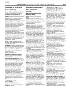 Federal Register / Vol. 71, No[removed]Friday, January 20, [removed]Notices DEPARTMENT OF THE INTERIOR DEPARTMENT OF THE INTERIOR  National Park Service