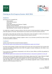 Chairing an IFLA Congress Session: WLIC 2016