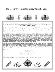 The Local 2150 High School Essay Contest is Back  IBEW LOCAL 2150/JEROME CEEL, FOUNDER, HIGH SCHOOL ESSAY CONTEST