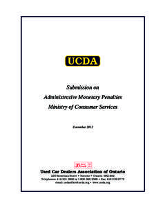 Submission on Administrative Monetary Penalties Ministry of Consumer Services December 2013