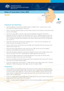 Population and Settlement  Darwin’s population increased from 106,842 in 2001 to 129,062 in 2011, a growth rate of 1.9 per cent, above the national average of 1.5 per cent.