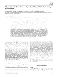 A Quantitative Method to Evaluate Mesenchymal Stem Cell Lipofection Using Real-Time PCR S.C. Ribeiro, R. Mendes, C. Madeira, G.A. Monteiro, C.L. da Silva and J.M.S. Cabral IBB-Institute for Biotechnology and Bioengineeri