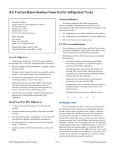 Fuel Cell-Based Auxiliary Power Unit for Refrigerated Trucks - DOE Hydrogen and Fuel Cells Program FY 2014 Annual Progress Report