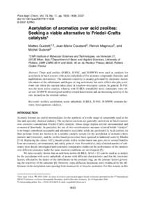 Acetylation of aromatics over acid zeolites: Seeking a viable alternative to Friedel-Crafts catalysts