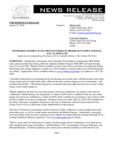 FOR IMMEDIATE RELEASE August 23, 2010