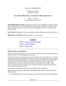 COASTAL CONSERVANCY Staff Recommendation September 22, 2011 BAY AREA RIDGE TRAIL: CALABAZAS CREEK TRAIL PLAN File No[removed]Project Manager: Betsy Wilson