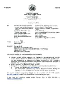STATE OF HAWAII STATE PROCUREMENT OFFICE SPO Price List Contract No[removed]Includes Change No. 8 Revised November 17, 2014