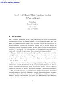 Manuscript Click here to view linked References Recent U.S. Offshore Oil and Gas Lease Bidding: A Progress Report∗ Philip Haile