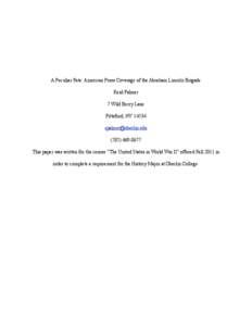 A Peculiar Fate: American Press Coverage of the Abraham Lincoln Brigade Reid Palmer 7 Wild Berry Lane Pittsford, NY[removed]removed[removed]