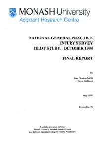 NATIONAL GENERAL PRACTICE INJURY SURVEY PILOT STUDY: OCTOBER 1994 FINAL REPORT