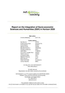 Report on the Integration of Socio-economic Sciences and Humanities (SSH) in Horizon 2020 Main author: Christina Bitterberg (DLR, DE)