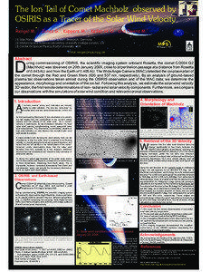 The Ion Tail of Comet Machholz observed by OSIRIS as a Tracer of the Solar Wind Velocity *