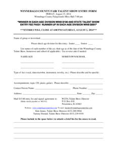 Winnebago County Fair Talent Show Entry Form