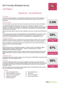 2013 YourSay Workplace Survey LHD Report Operations - Acute Networks This Report This report provides Operations - Acute Networks with data from the 2013 YourSay Workplace Survey. It summarises staff views and presents c