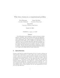 Why data citation is a computational problem Peter Buneman Susan Davidson  University of Edinburgh