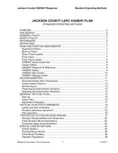 Jackson County HAZMAT Response  Standard Operating Methods JACKSON COUNTY LEPC HAZMAT PLAN STANDARD OPERATING METHODS