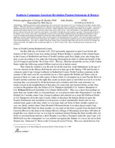 Southern Campaigns American Revolution Pension Statements & Rosters Pension application of George W. Bradley W48 Transcribed by Will Graves Sally Bradley