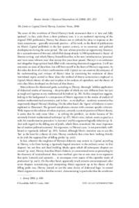 Review Articles / Historical Materialism–The Limits to Capital, David Harvey, London: Verso, 2006 The cover of this re-edition of David Harvey’s book announces that it is ‘new and fully