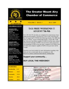 The Greater Mount Airy Chamber of Commerce ACCREDITED VOLUME 2 ISSUE 7