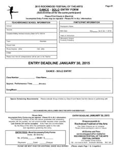 Page #[removed]ROCKWOOD FESTIVAL OF THE ARTS DANCE - SOLO ENTRY FORM (Solo Entries all for the same participant)