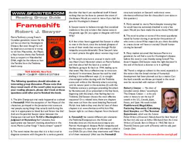 WWW.SFWRITER.COM Reading Group Guide Frameshift  Robert J. Sawyer