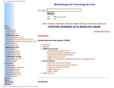Courses: Certified Business Data Modeller (CBDM)