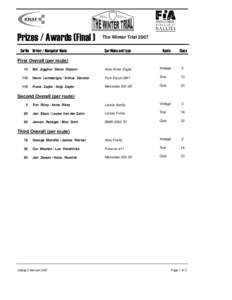 The Winter TrialFirst Overall (per route) Bill Jiggins / Steve Gipson  Alvis Silver Eagle