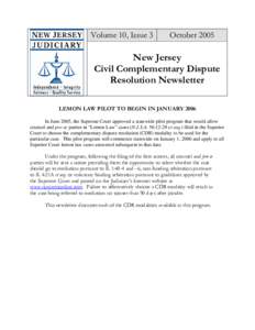 Volume 10, Issue 3  October 2005 New Jersey Civil Complementary Dispute
