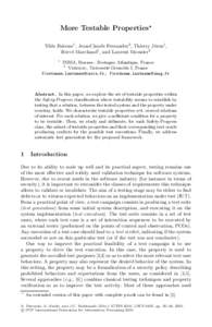 More Testable Properties Yli`es Falcone1 , Jean-Claude Fernandez2 , Thierry J´eron1, Herv´e Marchand1 , and Laurent Mounier2 1  INRIA, Rennes - Bretagne Atlantique, France