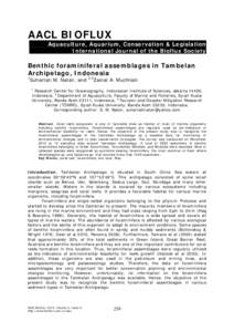 AACL BIOFLUX Aquaculture, Aquarium, Conservation & Legislation International Journal of the Bioflux Society Benthic foraminiferal assemblages in Tambelan Archipelago, Indonesia