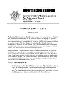Information Bulletin Governor’s Office of Emergency Services Law Enforcement Branch P. O. Box[removed]Rancho Cordova, CA[removed]