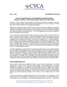 . May 21, 2014 FOR IMMEDIATE RELEASE  Fulcrum Capital Partners and Brookfield Asset Management