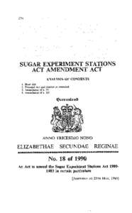 274  SUG AR EXPERIMENT STATION S ACT AMENDMENT ACT ANALYSIS OF CONTENTS 1. Short title