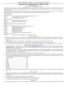 IOWA STATE FAIR * AUGUST 7-17, 2014 * AG & HORT CROPS  AGRICULTURAL AND HORTICULTURAL CROPS Agriculture Building Superintendent - Ronda Magnusson, Hartford