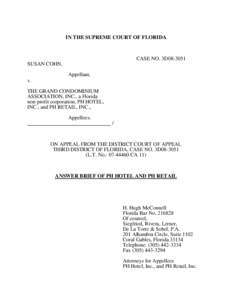 IN THE SUPREME COURT OF FLORIDA  CASE NO. 3D08-3051 SUSAN COHN, Appellant, v.
