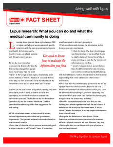 Living well with lupus  Lupus Canada FACT SHEET