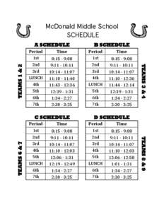 McDonald Middle School SCHEDULE Period 1st 2nd 3rd