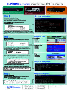 Connecting DVR to Router  Cricket CE-CRK, CE-CRK8, CE-CRK16