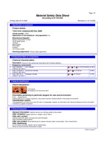 Page 1/5  Material Safety Data Sheet According to[removed]EEC Printing date[removed] *