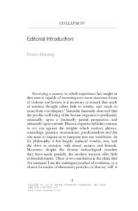 kay.indd 3  COLLAPSE IV Editorial Introduction Robin Mackay