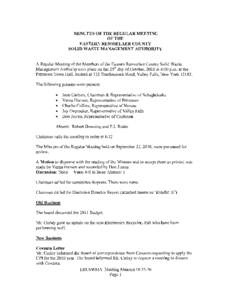ERCSWMA Regular Meeting Minutes, October 25, 2010