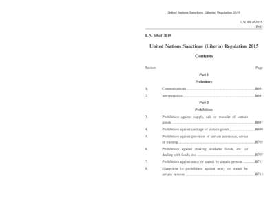 《2015 年聯合國制裁 ( 利比里亞 ) 規例》  United Nations Sanctions (Liberia) Regulation[removed] 年第 69 號法律公告 B682