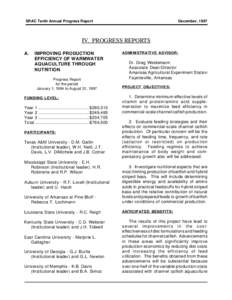 SRAC Tenth Annual Progress Report  December, 1997 IV. PROGRESS REPORTS A.