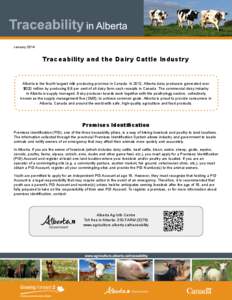 January 	 2014 Traceability and the Dairy Cattle Industry