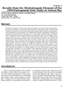 Chapter 2  Results from the Hydrodynamic Element of the 1994 Entrapment Zone Study in Suisun Bay By Jon R. Burau, Jeffrey W. Gartner, and Mark Stacey US. Geological Survey