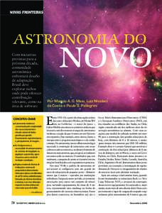 NOVAS FRONTEIRAS  ASTRONOMIA DO Com iniciativas previstas para a próxima década,