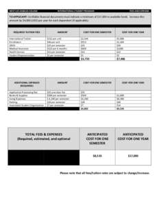 WEST LOS ANGELES COLLEGE  INTERNATIONAL STUDENT PROGRAM FEES AND EXPENSES