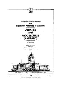 First Session - Thirty-Fifth Legislature of the Legislative Assembly of Manitoba  DEBATES